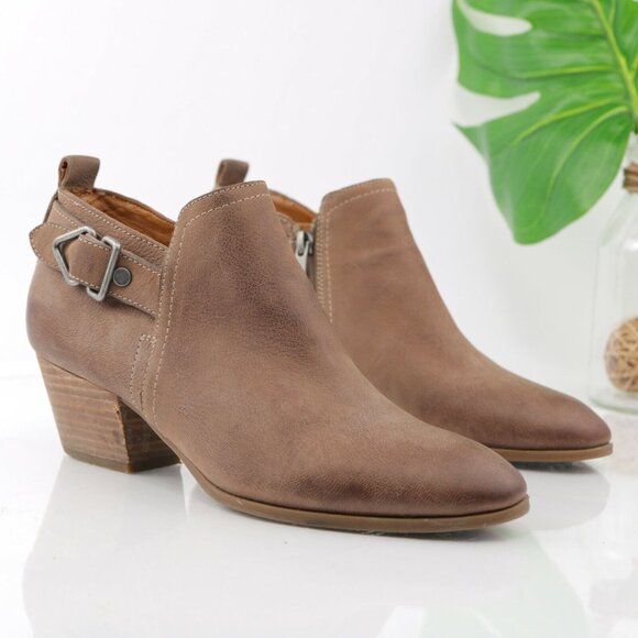 Franco Sarto Shoes - Franco Sarto Womens Garfield Boot Size 8.5 Tan Leather Block Heel Bootie Comfy